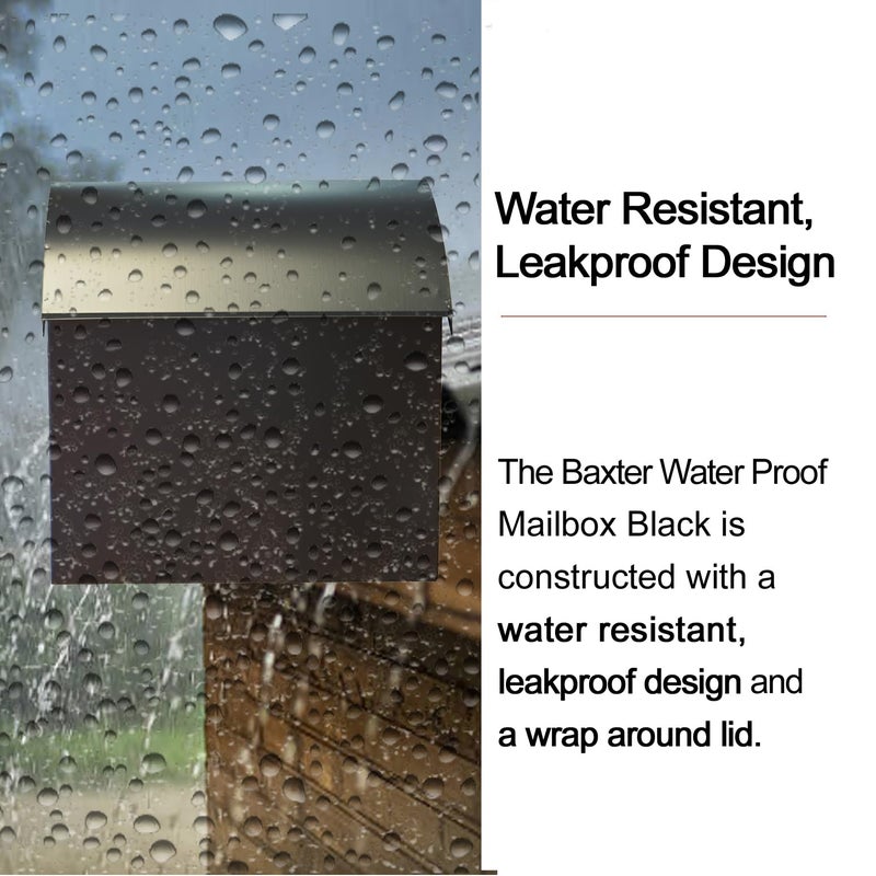 NACH Large Mailbox for House, 12.4â€x7.1â€x11.8 Black Mailboxes for Outside, Waterproof Mailbox - Baxter-Style Wall Mount Mailboxes for Outside - Image 5